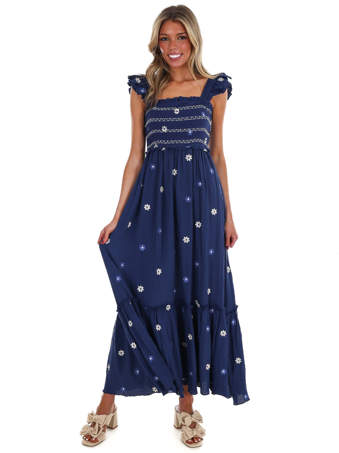 Fields of Flowers Embroidered Maxi Dress