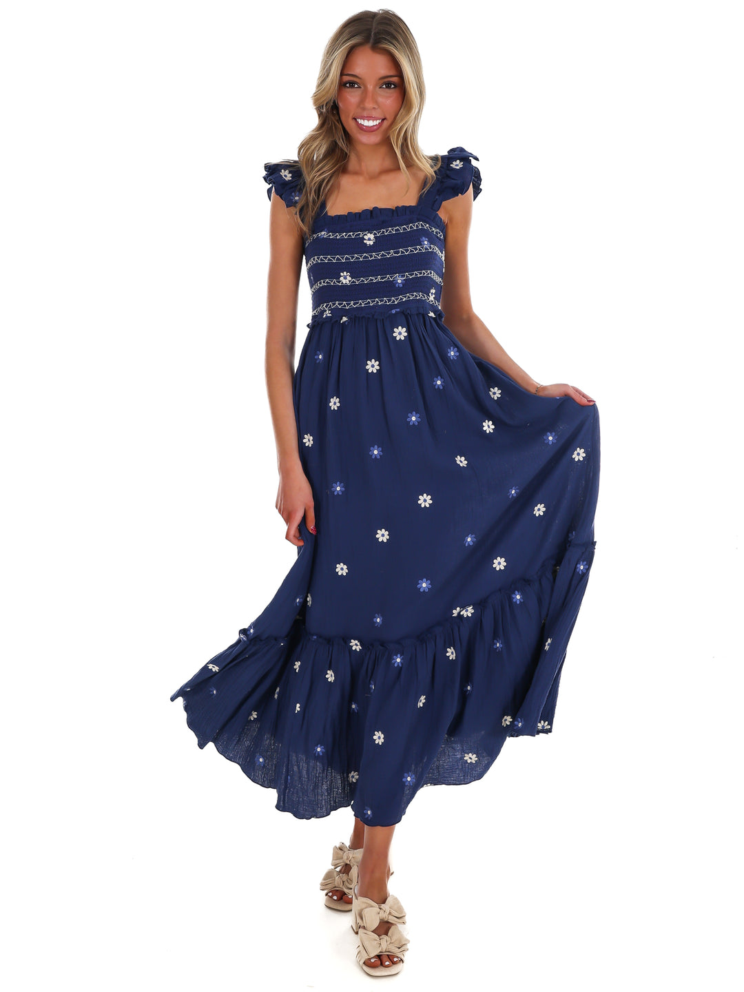 Fields of Flowers Embroidered Maxi Dress