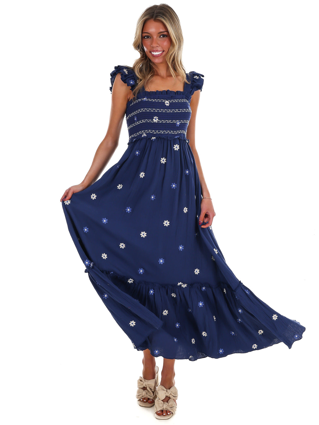 Fields of Flowers Embroidered Maxi Dress