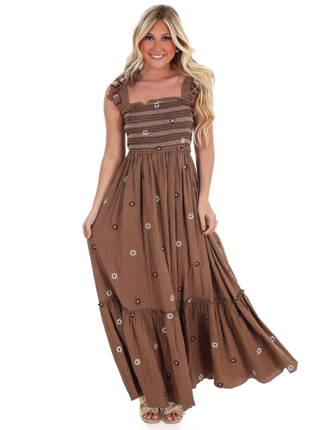 Fields of Flowers Embroidered Maxi Dress