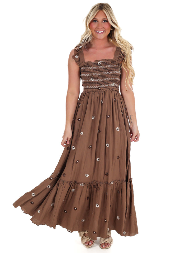 Fields of Flowers Embroidered Maxi Dress