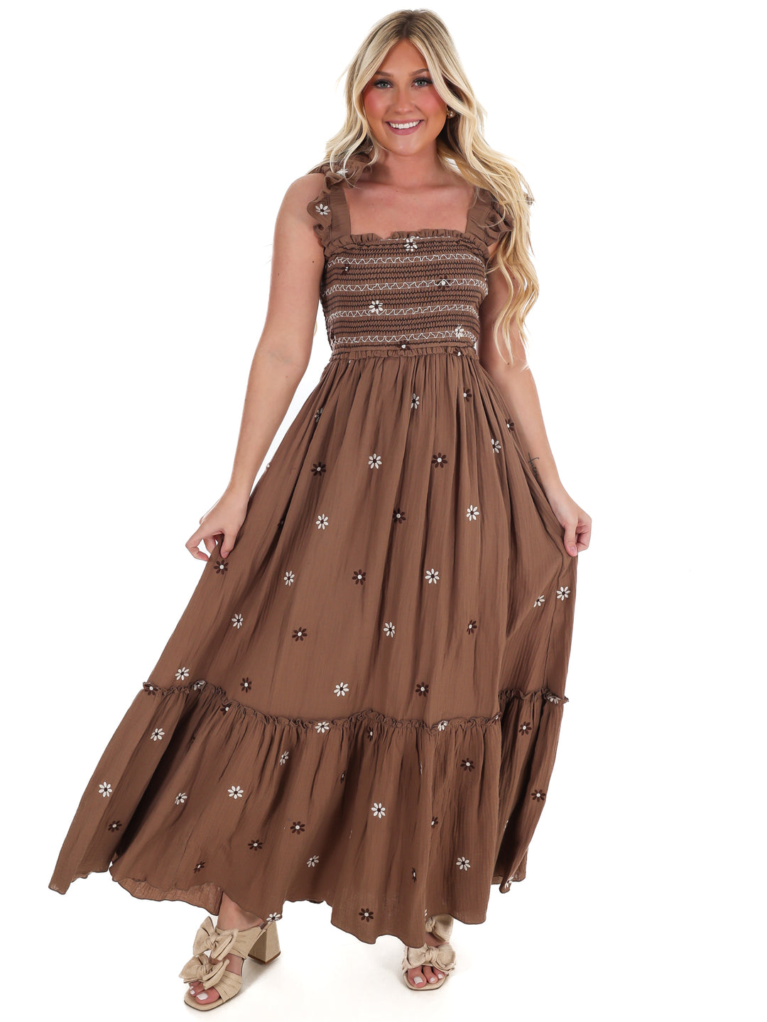 Fields of Flowers Embroidered Maxi Dress
