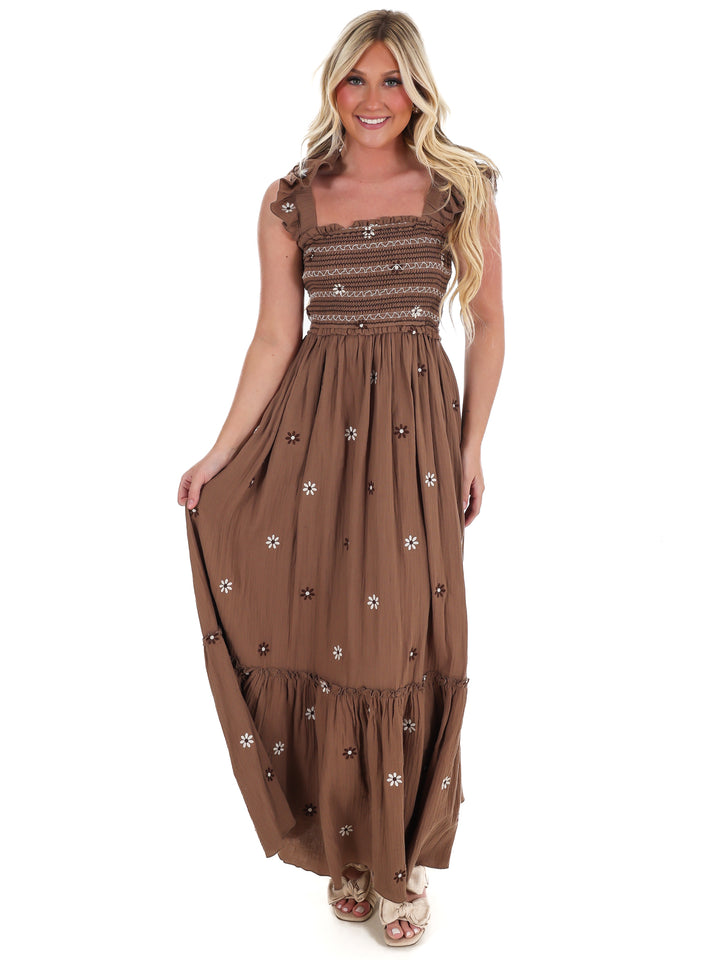 Fields of Flowers Embroidered Maxi Dress