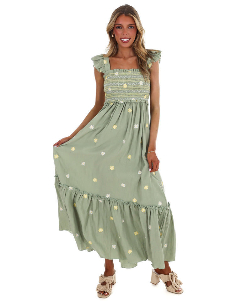 Fields of Flowers Embroidered Maxi Dress