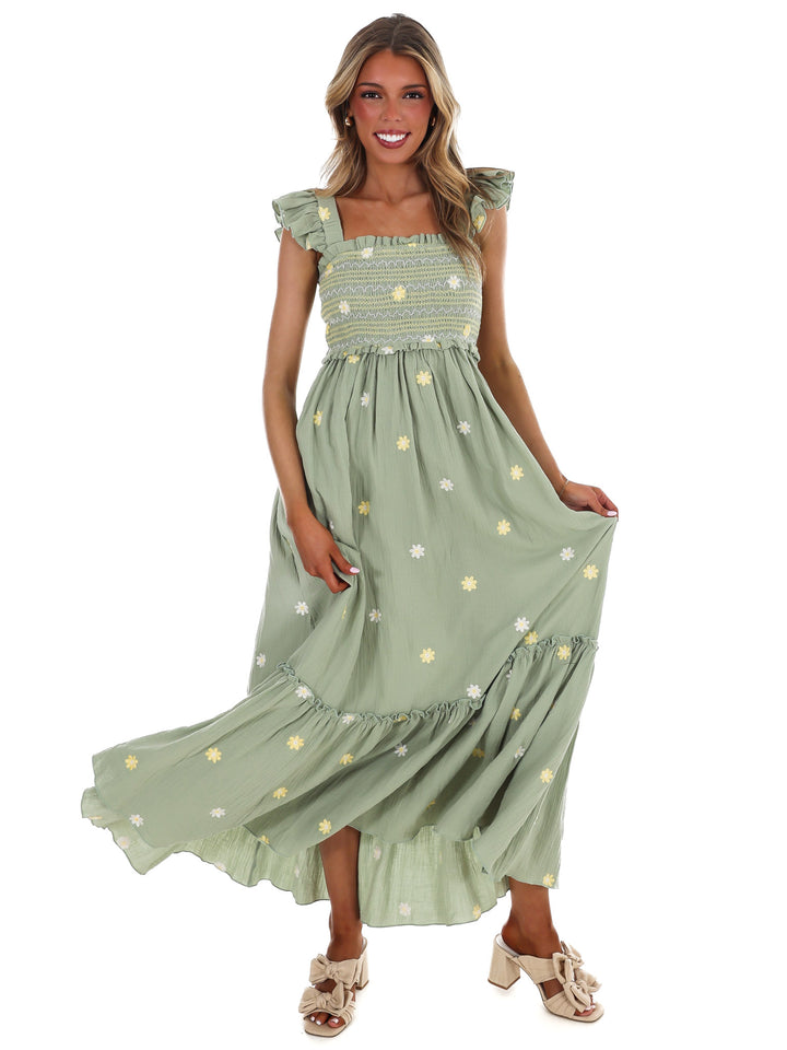 Fields of Flowers Embroidered Maxi Dress