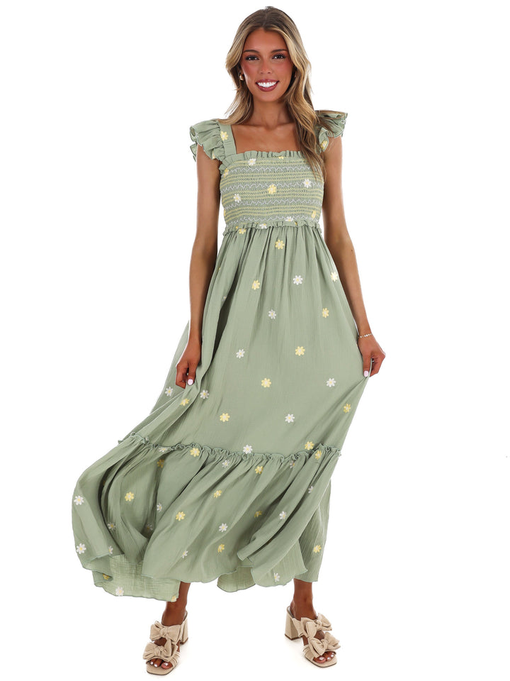 Fields of Flowers Embroidered Maxi Dress