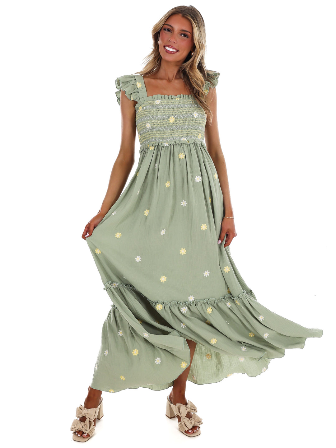 Fields of Flowers Embroidered Maxi Dress