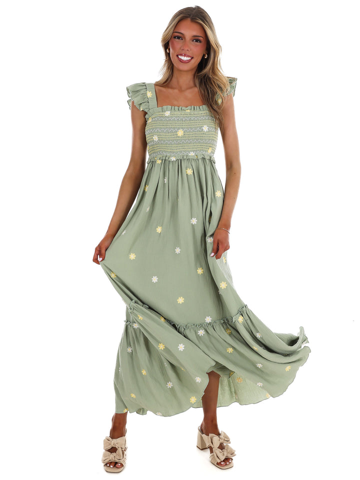 Fields of Flowers Embroidered Maxi Dress