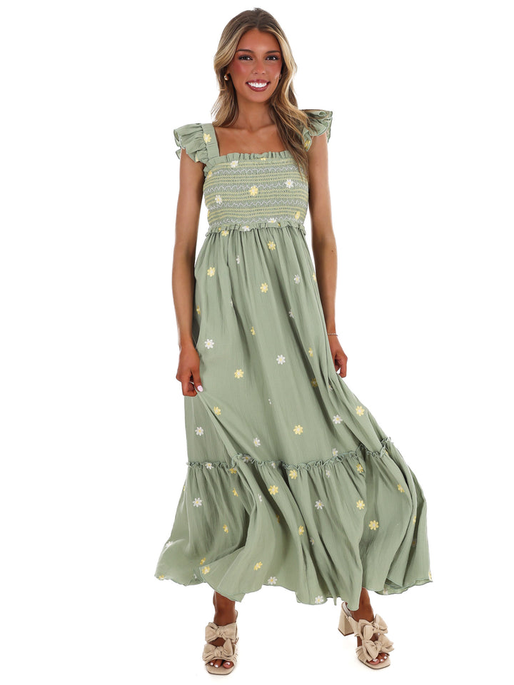 Fields of Flowers Embroidered Maxi Dress
