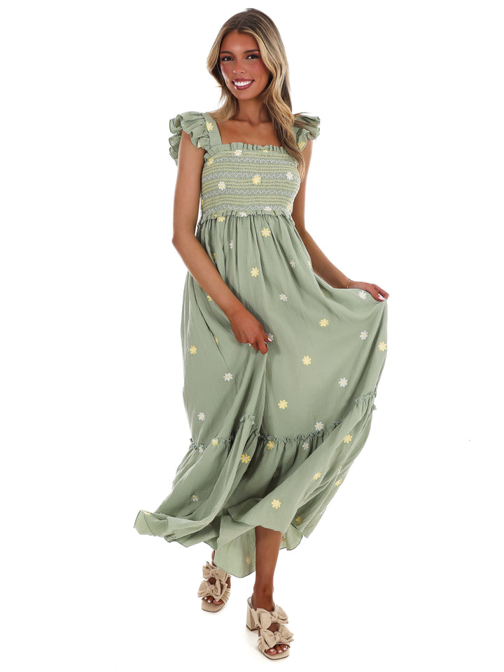 Fields of Flowers Embroidered Maxi Dress