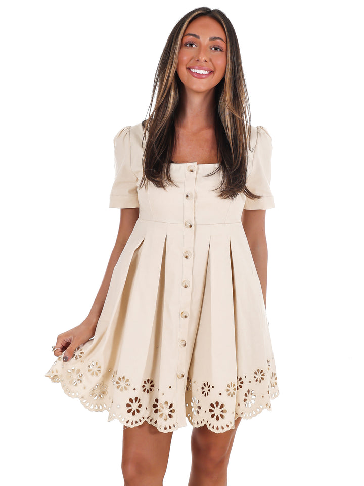 Met Your Match Eyelet Mini Dress