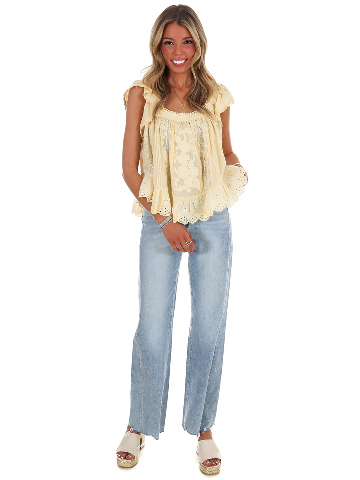 You Make Me Happy Embroidered Lace Top