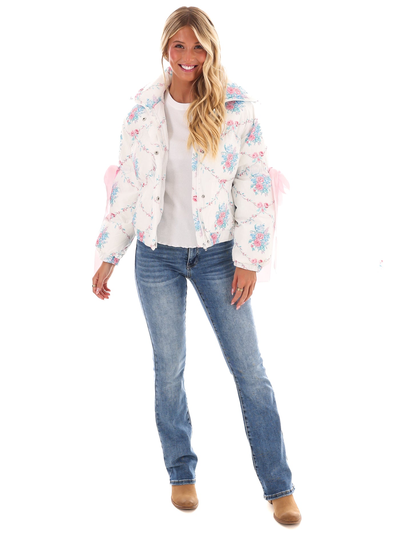 Floral Fusion Puffer Jacket