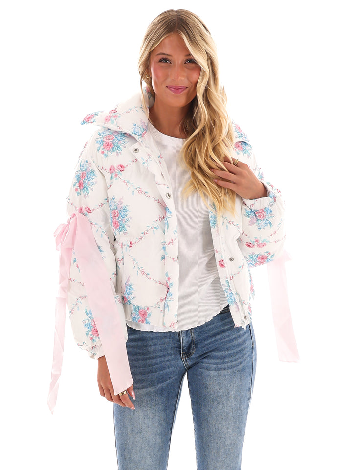 Floral Fusion Puffer Jacket