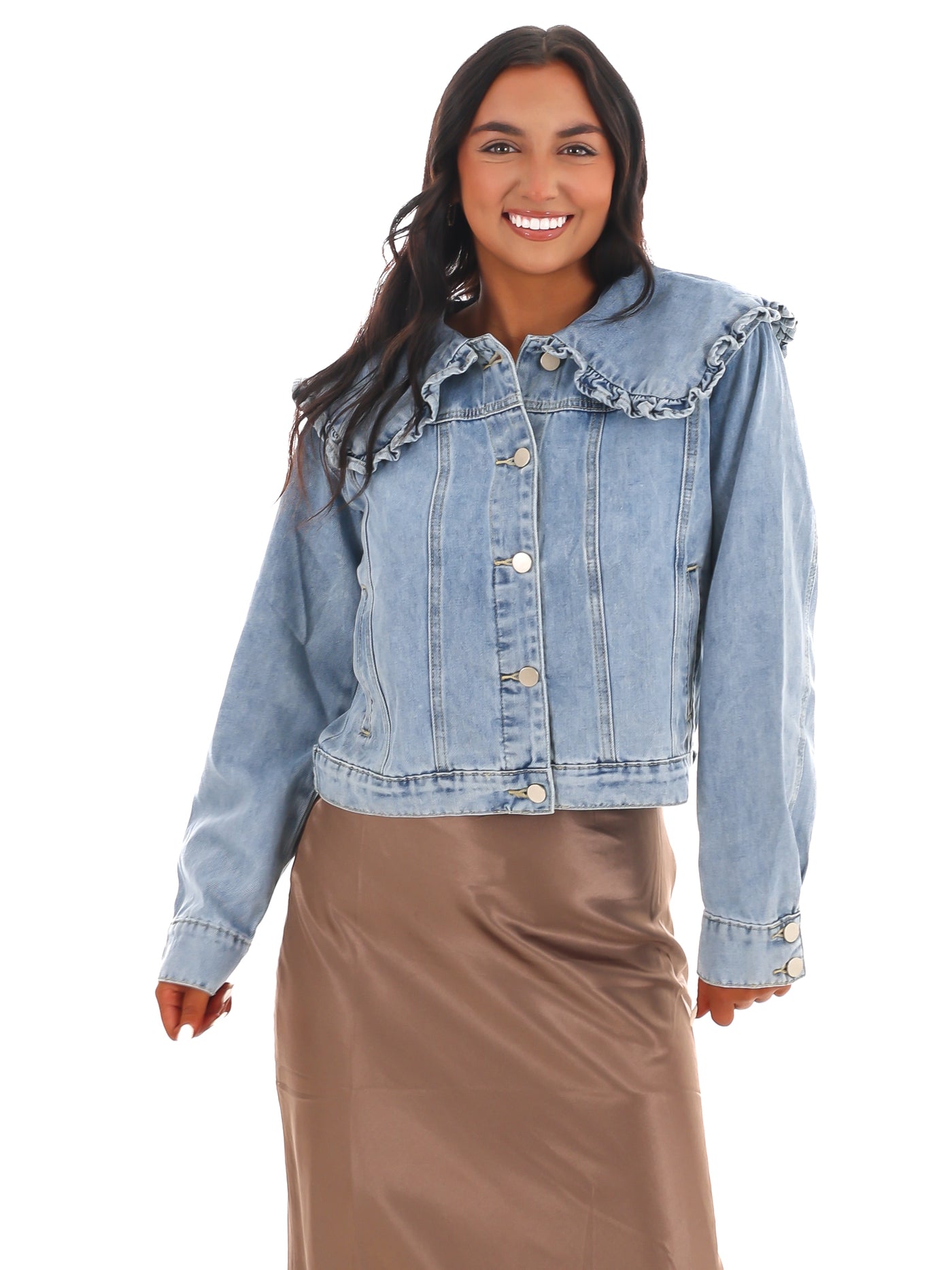 Playful Ruffle Denim Jacket