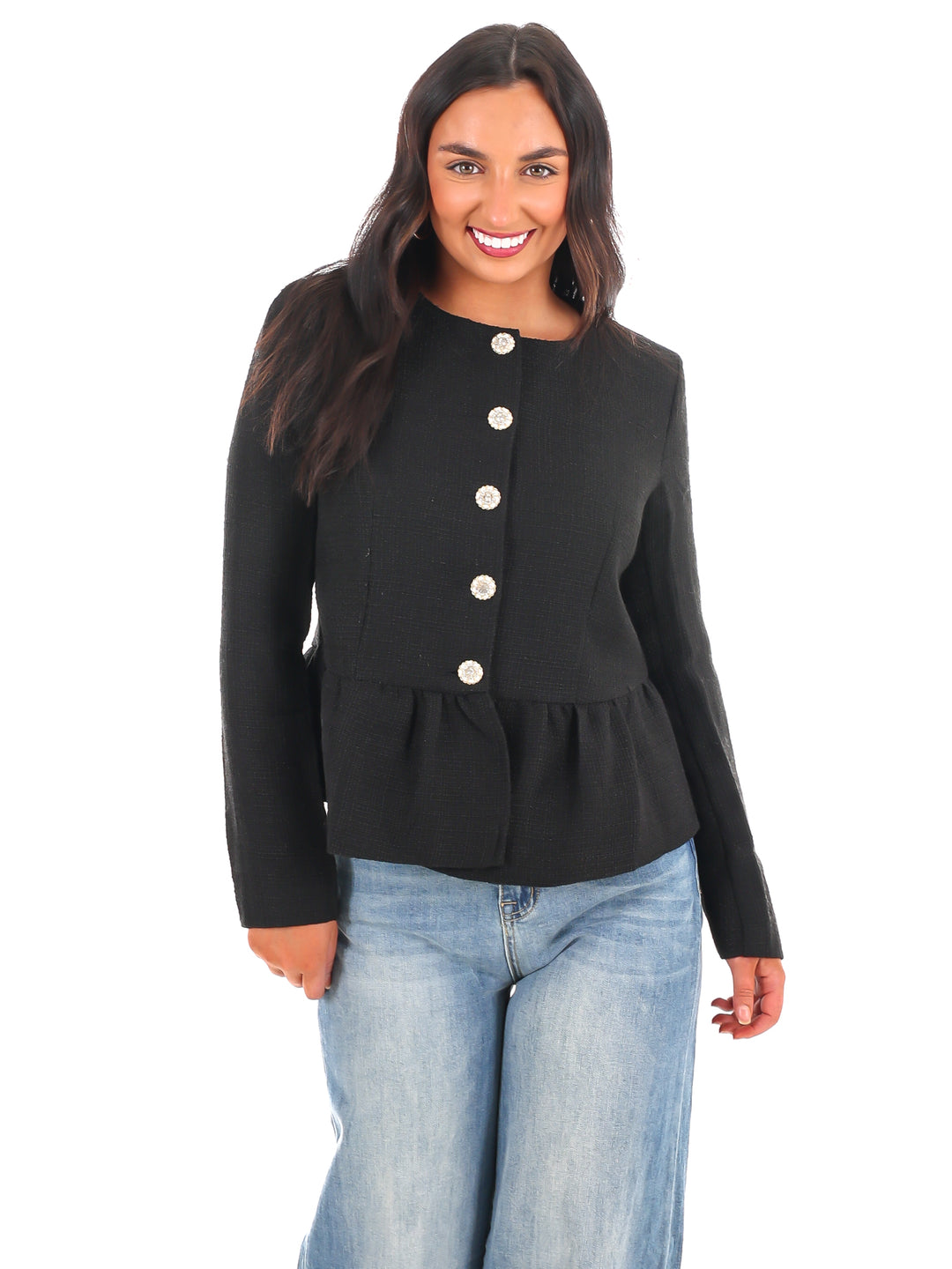 Stylish Tweed Button Up Jacket