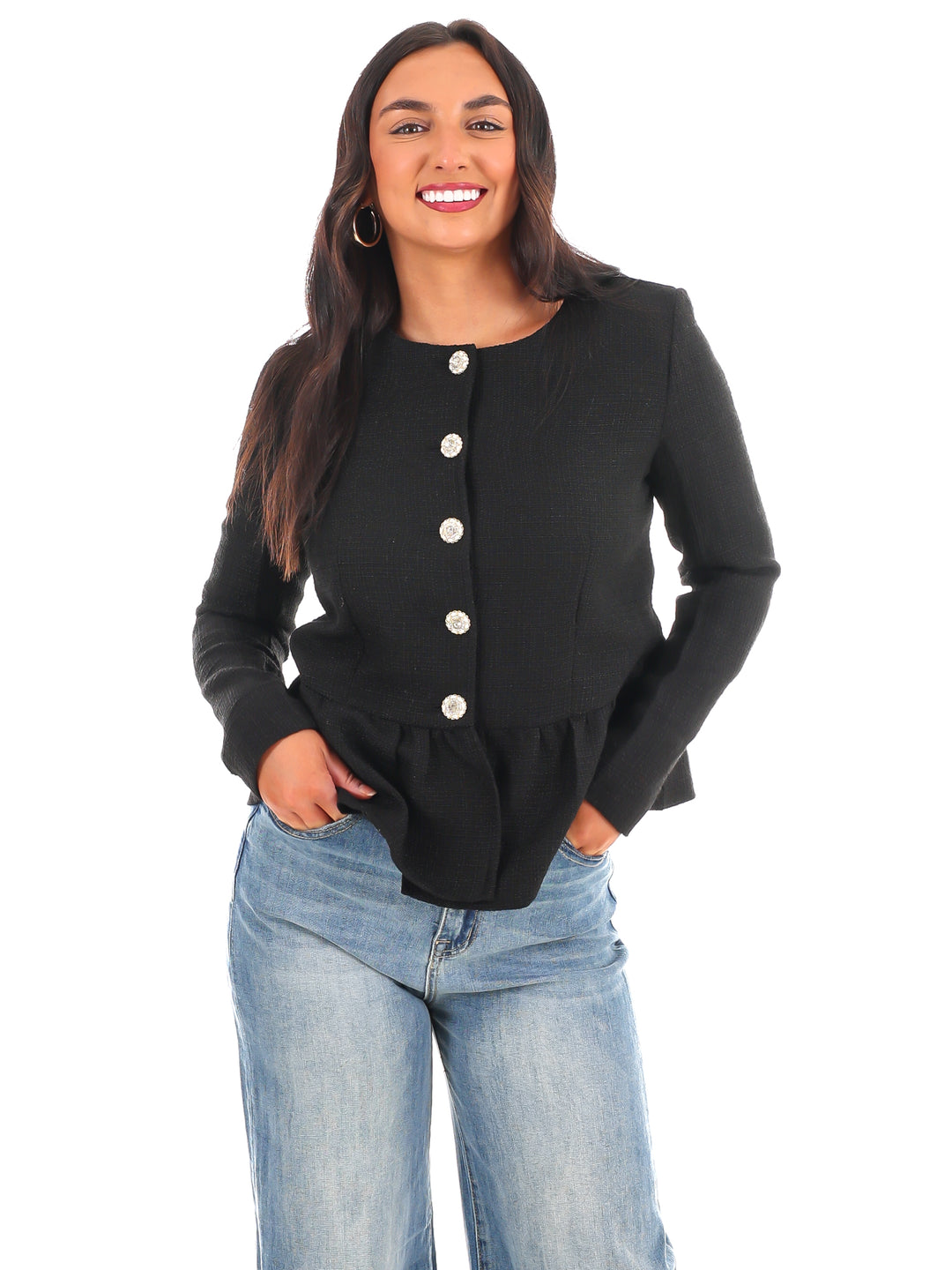 Stylish Tweed Button Up Jacket