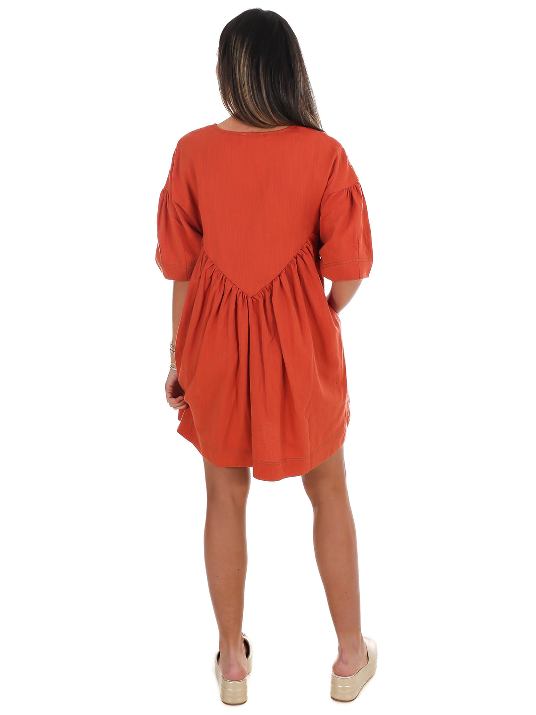 Just Right Embroidered Linen Tunic Dress