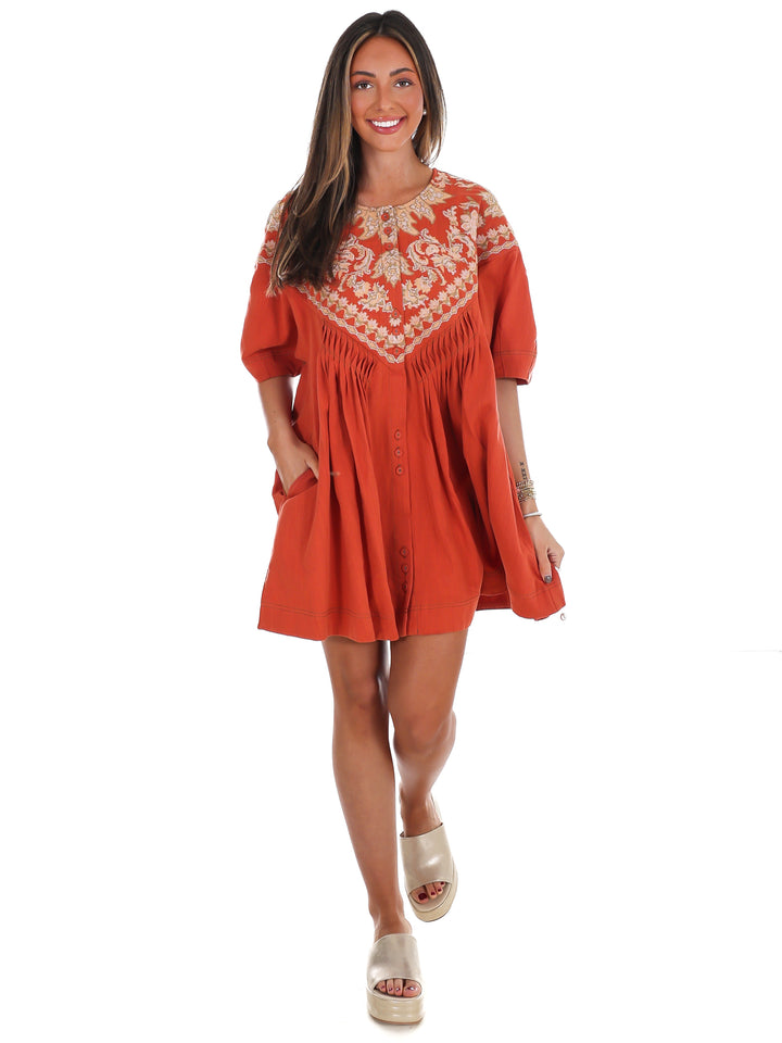 Just Right Embroidered Linen Tunic Dress