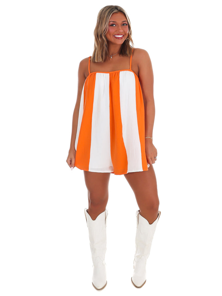 Tailgate Mood Striped Romper
