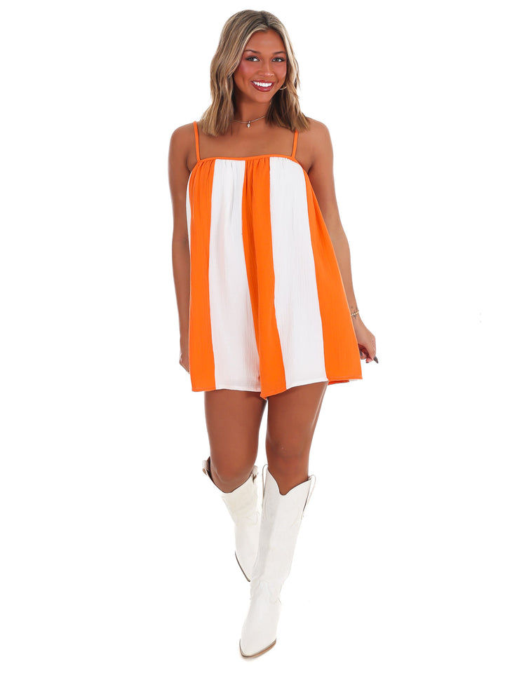 Tailgate Mood Striped Romper