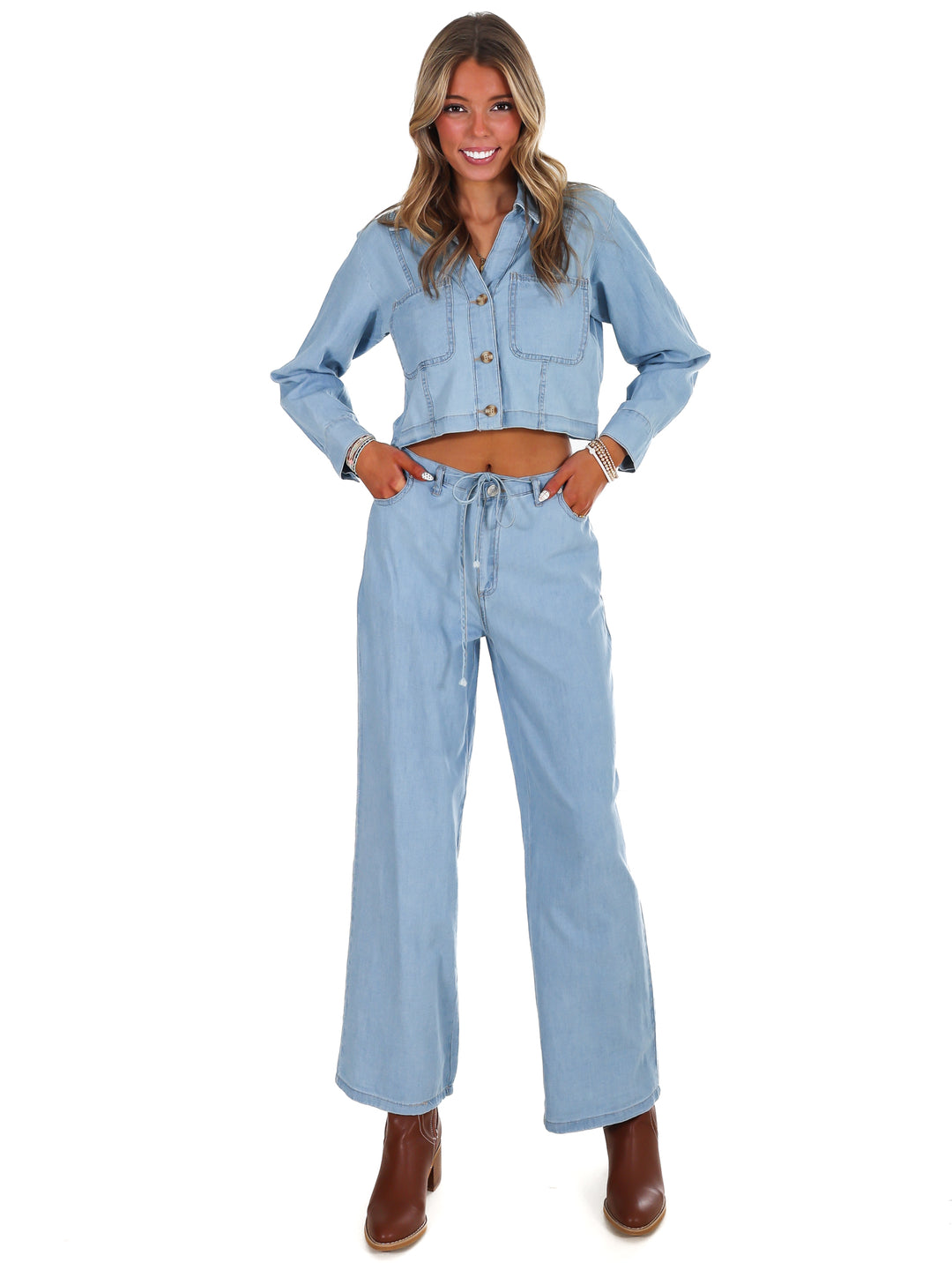 Always the Answer Denim Two Piece Set