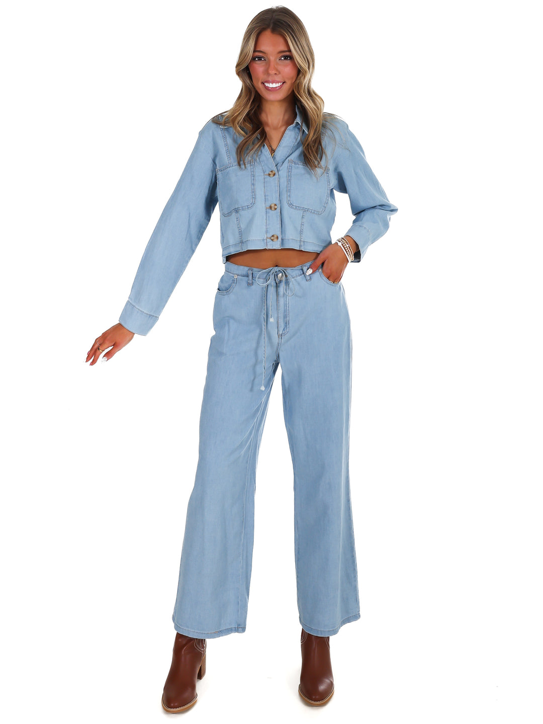 Always the Answer Denim Two Piece Set