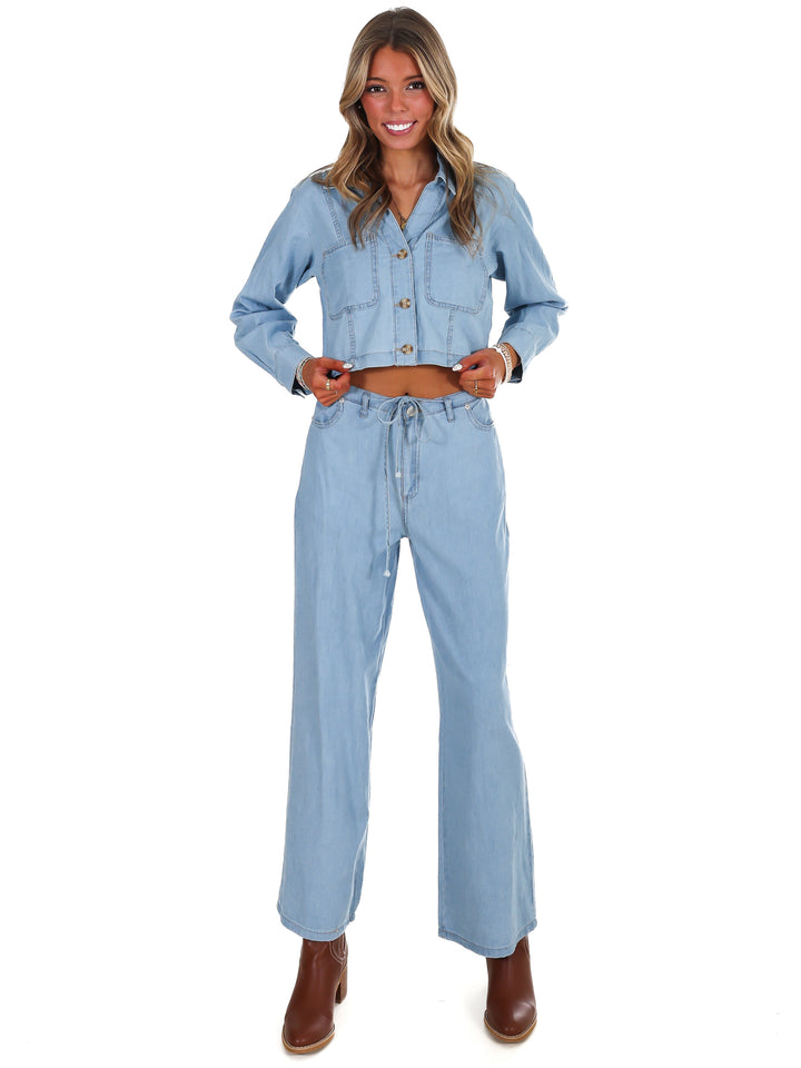 Always the Answer Denim Two Piece Set