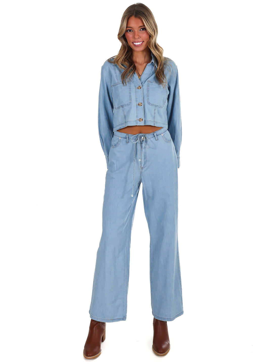 Always the Answer Denim Two Piece Set