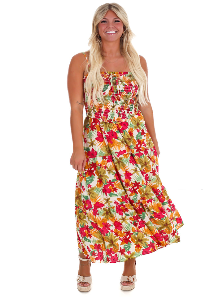 Island Bloom Floral Midi Dress