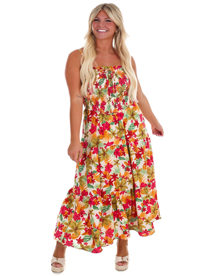 Island Bloom Floral Midi Dress