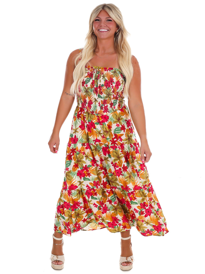 Island Bloom Floral Midi Dress