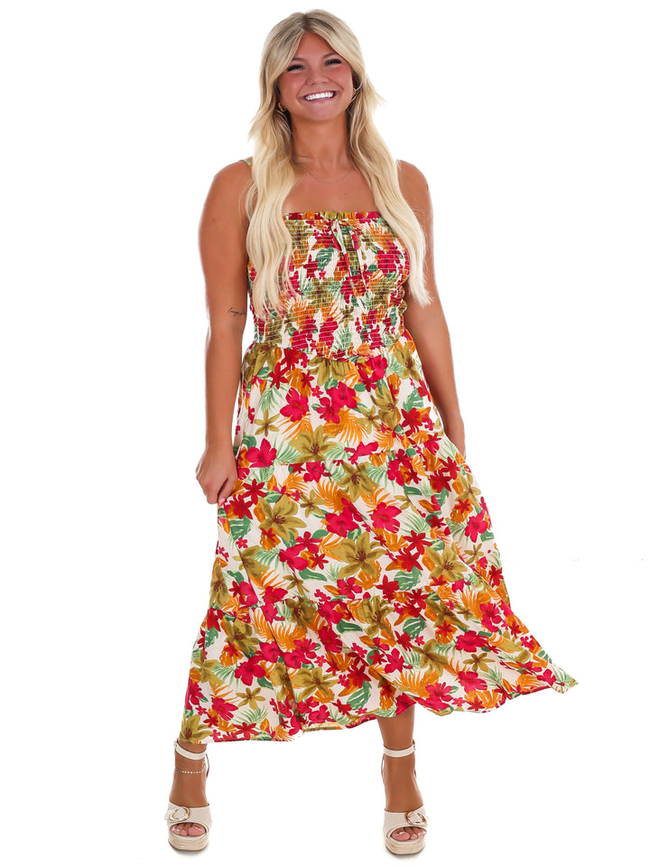 Island Bloom Floral Midi Dress