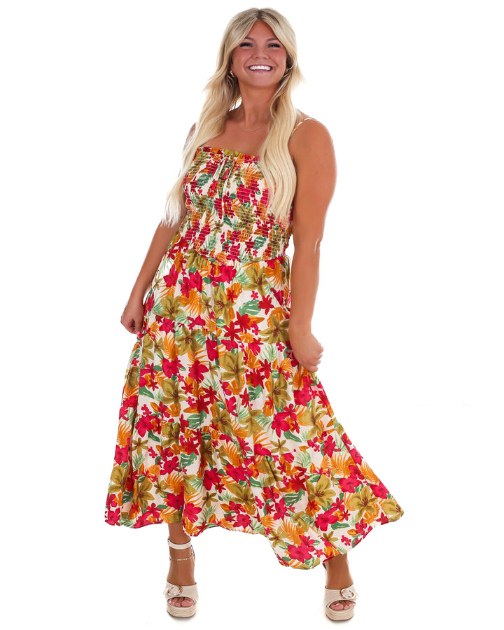Island Bloom Floral Midi Dress