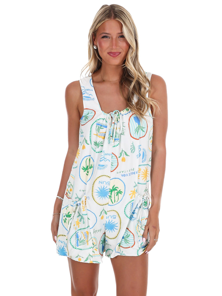 Headed to the Beach Print Romper