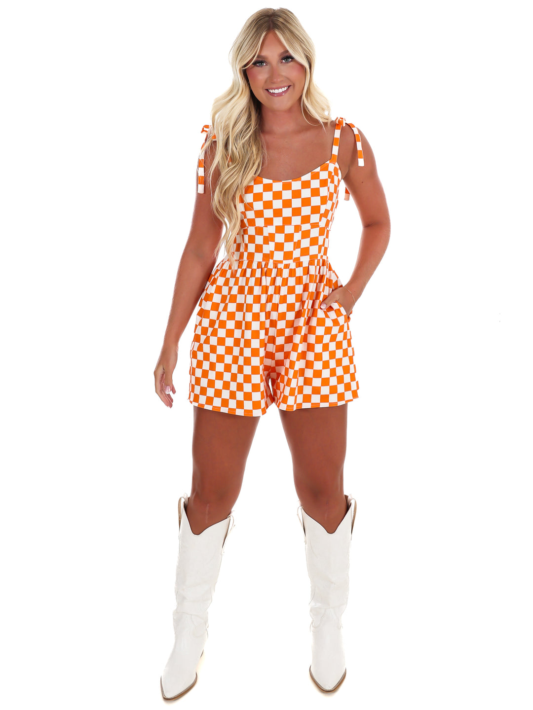 Undefeated Check Denim Romper