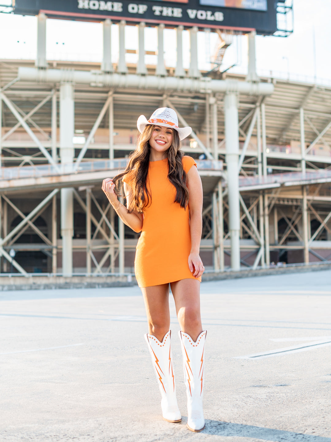 orange mini dress gameday Big Orange Edge Mini Dress Josie's Boutique