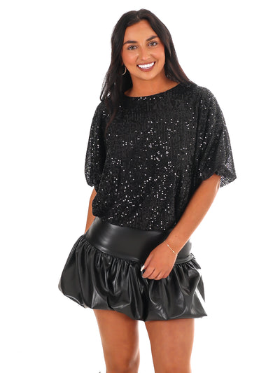 Shimmer Sequin Bubble Top