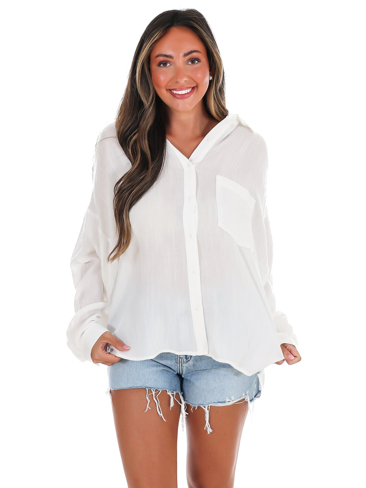 Shoreline Linen Button Up Top