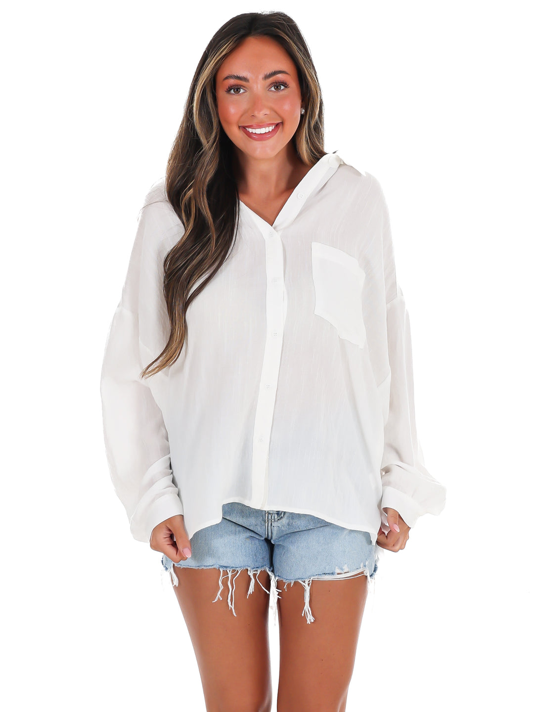 Shoreline Linen Button Up Top