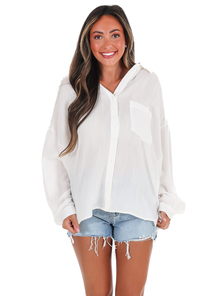 Shoreline Linen Button Up Top