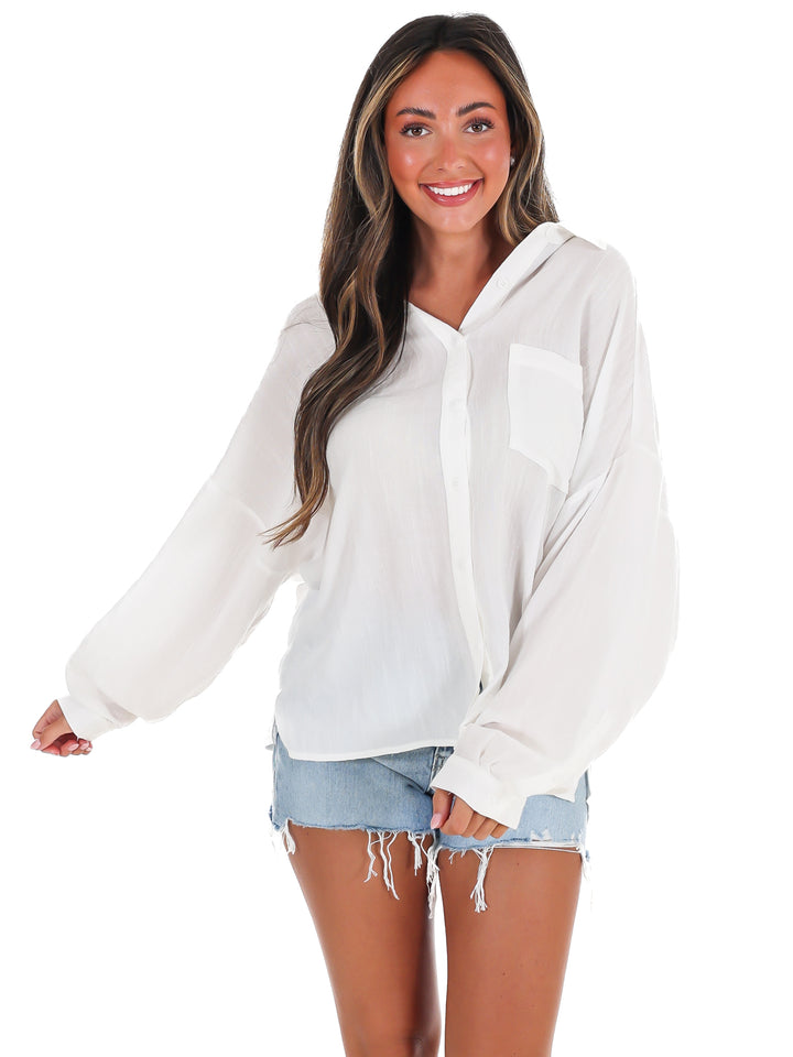 Shoreline Linen Button Up Top