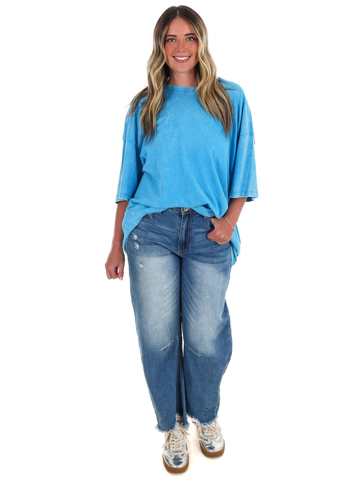 Playing Games Acid Wash Boyfriend Tee