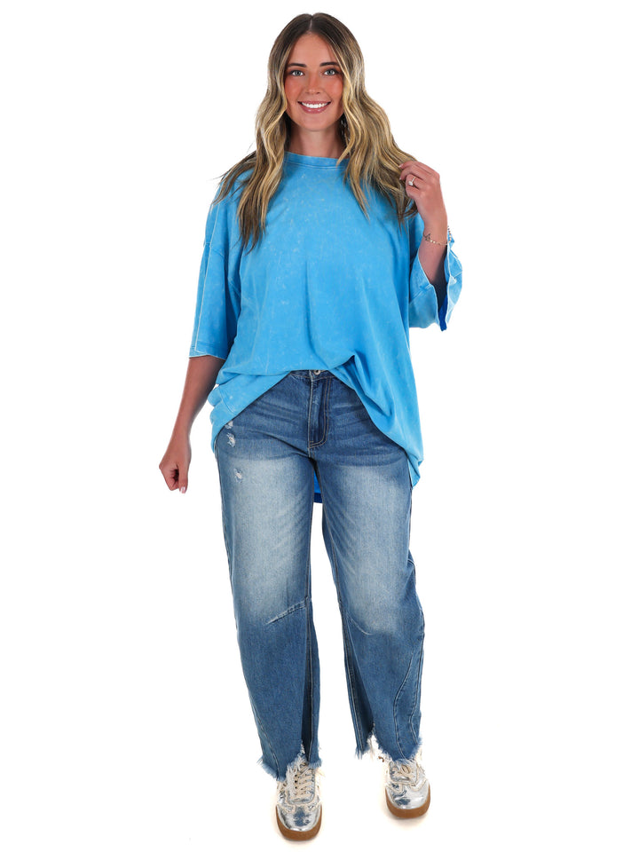 Playing Games Acid Wash Boyfriend Tee