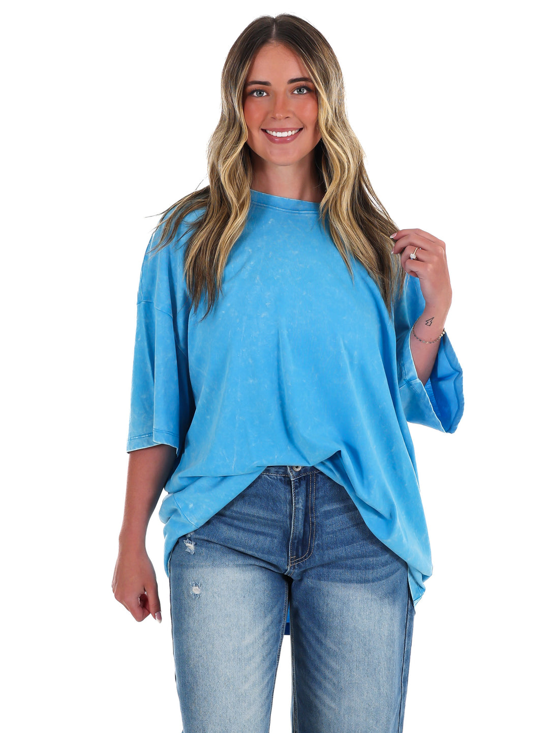 Playing Games Acid Wash Boyfriend Tee