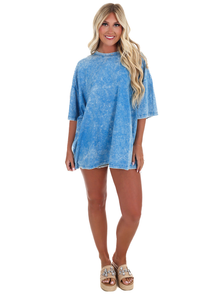 Playing Games Acid Wash Boyfriend Tee