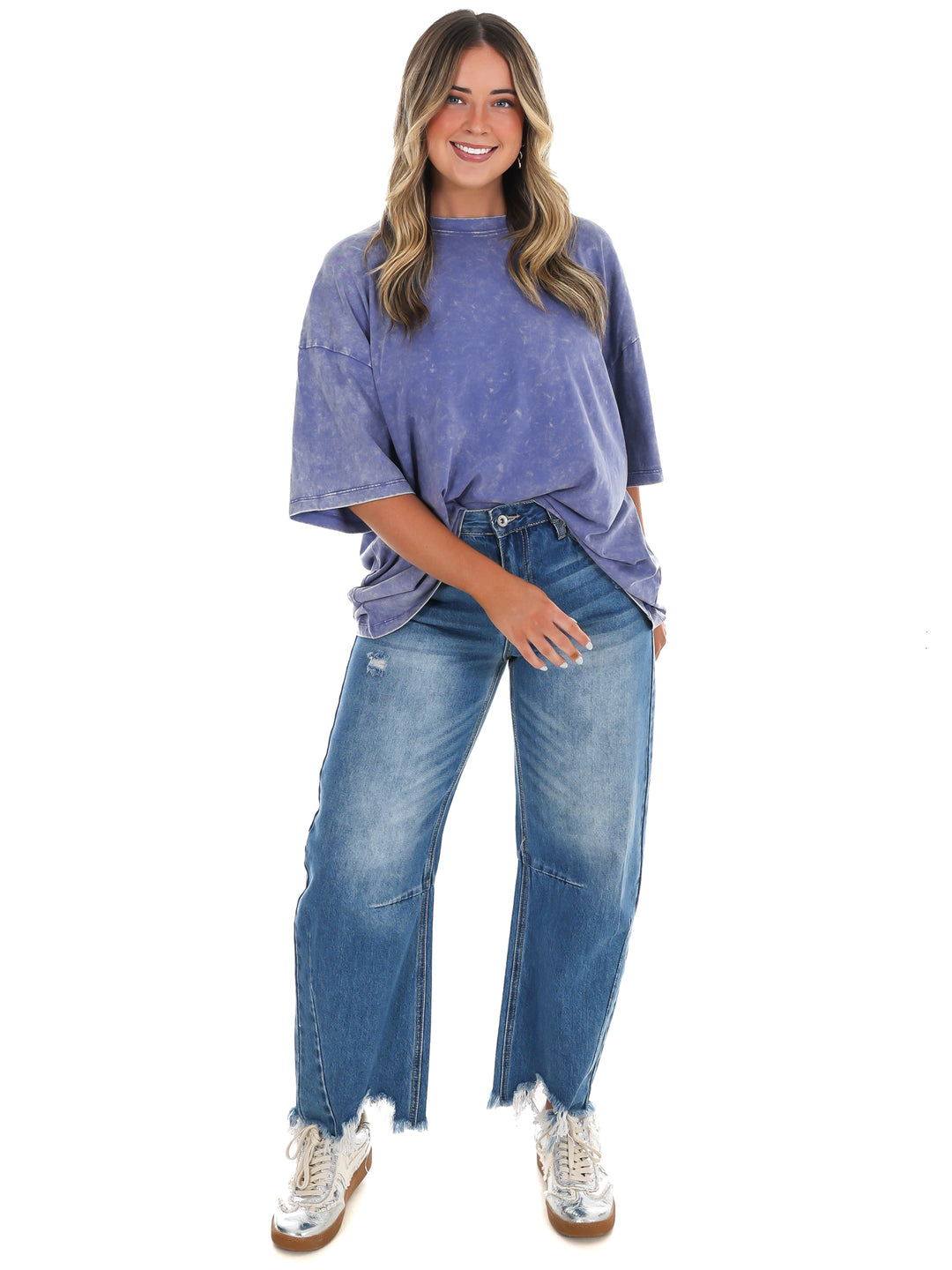 Playing Games Acid Wash Boyfriend Tee