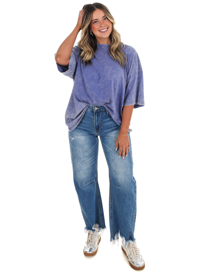 Playing Games Acid Wash Boyfriend Tee