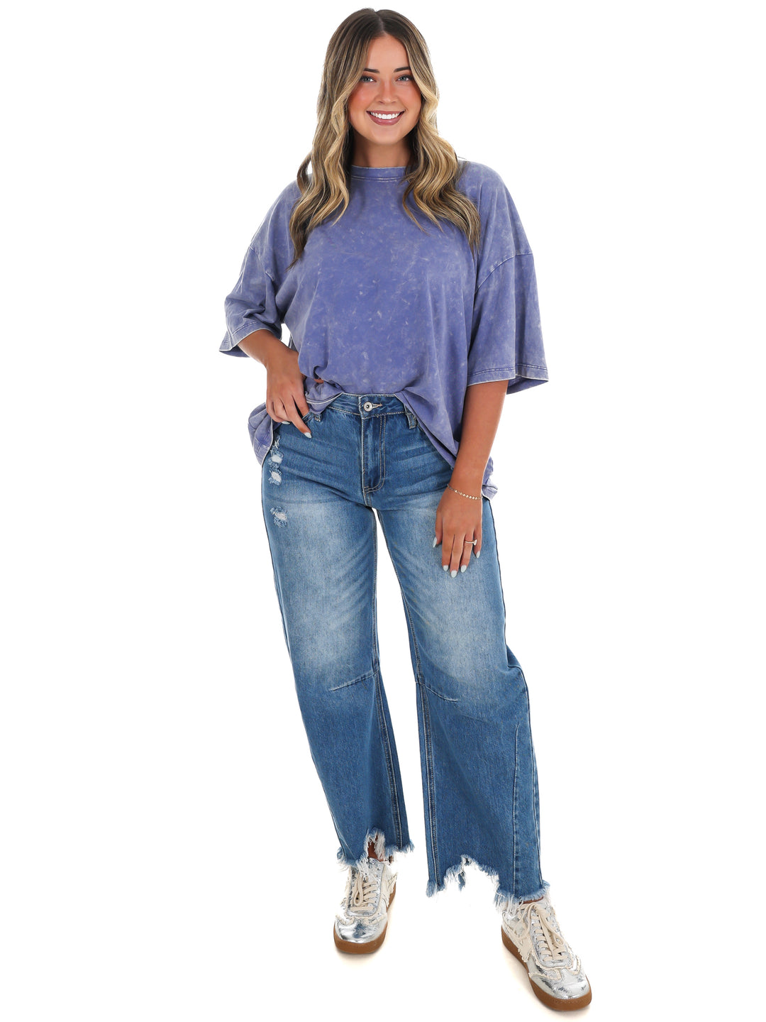 Playing Games Acid Wash Boyfriend Tee