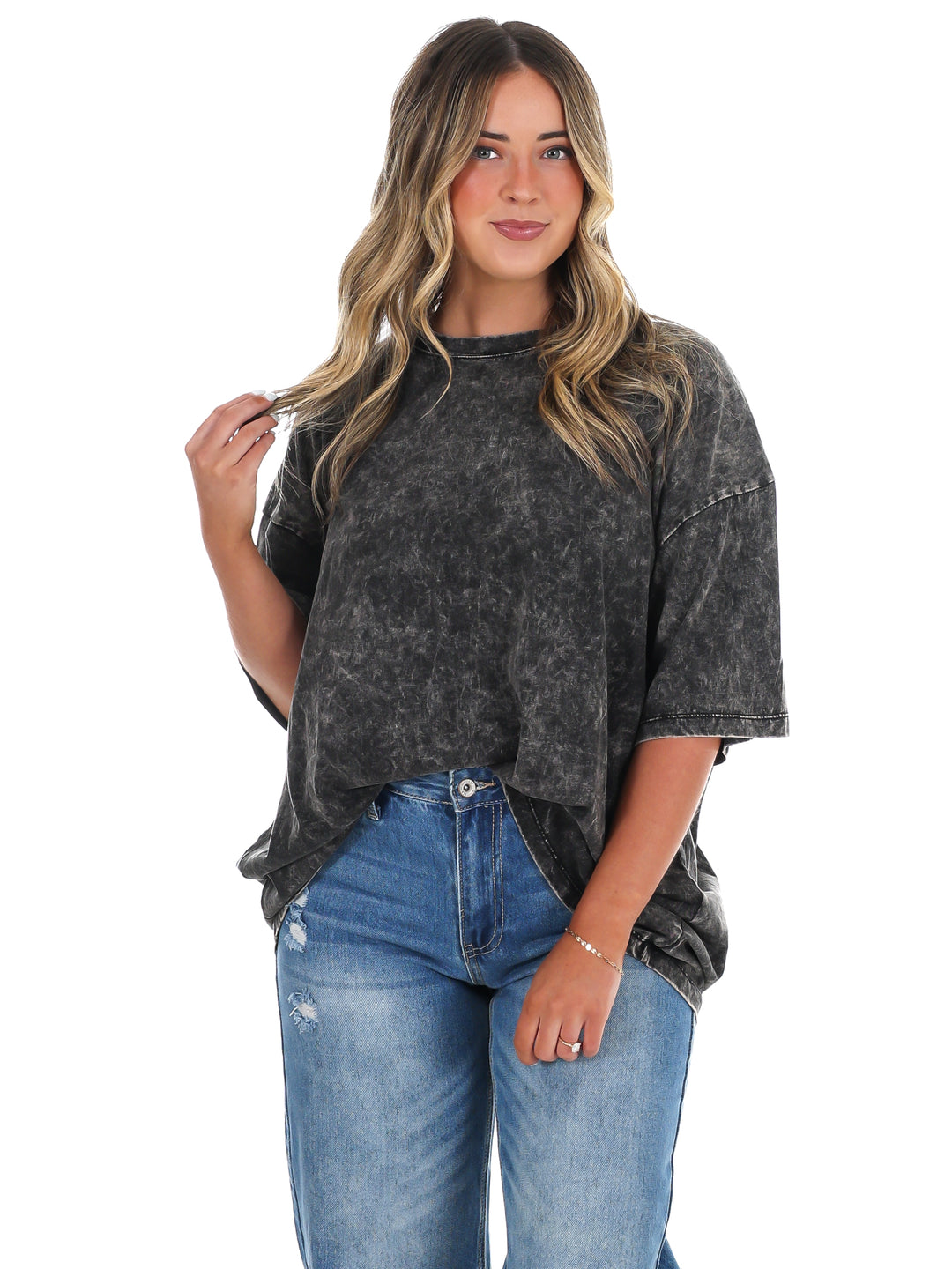 Playing Games Acid Wash Boyfriend Tee